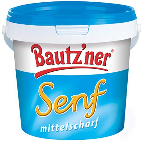 BAUTZ‘NER Senf mittelscharf – 1 kg Eimer Mittelscharfer Senf – Original Bautz‘ner Rezeptur seit 1955 – Ohne Zusatz von Konservierungsstoffen und Geschmacksverstärkern – Senf