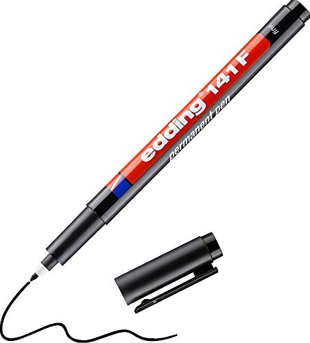 edding 141 F Permanenter Folienschreiber - schwarz - 1 Stift - Rundspitze 0,6 mm - Stift zum Schreiben auf Glas, Kunststoff, Folien und glatten Oberflächen - schnelltrocknend, wisch- und wasserfest