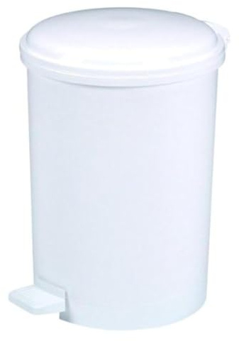 ROSSIGNOL Poubelle à pédale en plastique 40L, blanc, Dim. Ø 380 H 530 mm