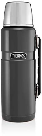 Thermos - Stainless King Gun Metal Travel Flask (1.2L) Premium Leak Proof Insulated Tea & Coffee Flask for Hot & Cold Drinks, Built-in Cup, Twist-Pour Stopper, BPA-Free, Durable Steel
