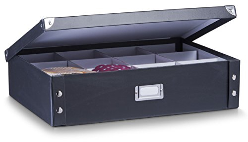 Zeller 17789 Krawatten-/Gürtelbox, Pappe, schwarz, ca. 44,5 x 31,5 x 11 cm 1 - Pack