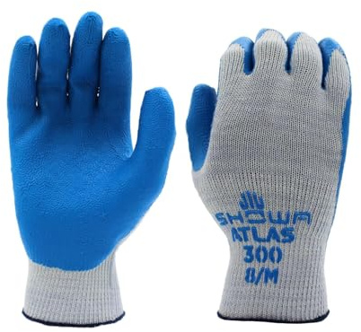 SHOWA Atlas 300M-08 Fit Handschuh, Naturkautschuk, Blau, Größe M, 12 Paar