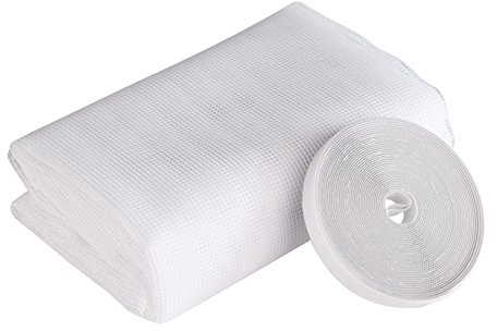 Windhager Insektenschutz Fliegengitter Insektenschutzgewebe für Dachfenster, Reißverschluss ermöglicht Durchgreifen, inkl. Selbstklebenden Montage-Klettband, weiß, 130 x 150 cm