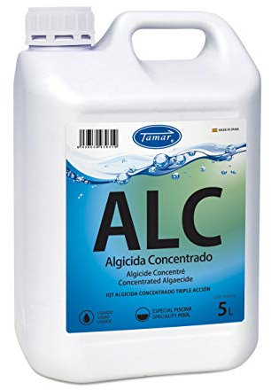 Tamar Algicida Super Concentrado, biocida Especial Piscinas, alguicida no espumante, antialgas preventivo, acción rápida, sin Cobre, Mayor concentración 5 litros