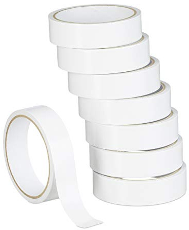Relaxdays, durchsichtig Doppelklebeband transparent, 8 Rollen, abreißbar, beidseitig haftend, Tape 24mm breit, 8m lang, Standard