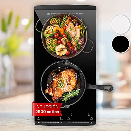 Klarstein Placa Induccion Portatil Electrica 2900W, Vitroceramica Portatil 2 Fuegos, Cocina Electrica Portatil Cocina, Vitro Control Táctil, Placas Induccion, Placa Vitroceramica Cocina Camping