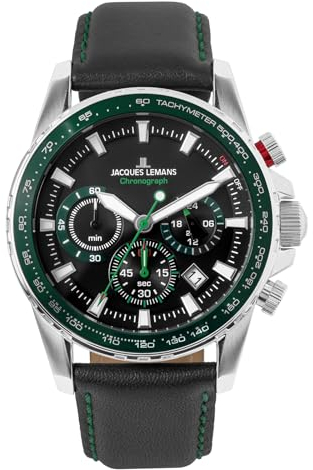 JACQUES LEMANS Herrenuhr Liverpool Lederarmband Chronograph 1-2099C