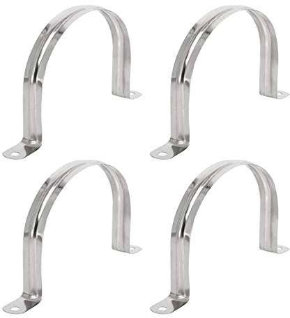Aopin 100 mm styv rörrem klämma 2 hål rem U fäste rör rem spänningsklämmor 201 rostfritt stål, för rörfästning, silver, 4 st