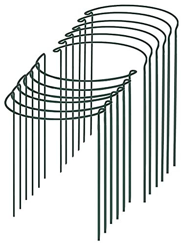 ConBlom 12 Pack Plant Support Stake, Metal Garden Flower Support Green Half Round Ring Cage Holder for Flower, Peonies, Hydrangea, Rose, Tomatoes, Lily, Peony (15.8 x 10 inch)