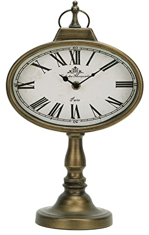 NIKKY HOME Antique Mantel Clock, Gold Retro Desk Clock Silent-Non-Ticking Battery Operated Decorative Desk Table Clock for Home, Office, Living Room, Bed Room