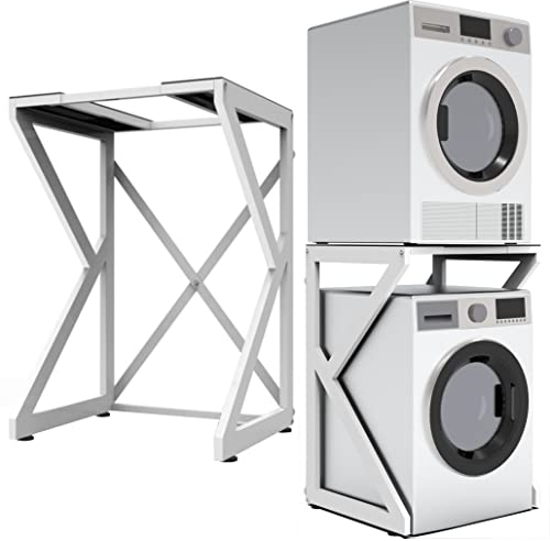 DS DRYERSTAND Maxi – Kit de superposition universel pour lave-linge et sèche-linge | Cadre réglable (72–82 cm), 100 kg capacité | Sans perçage, Antivibration, Gain de place