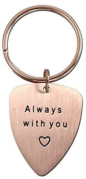 Stfery Schlüsselanhänger, Schlüsselringe Edelstahl Stark Plektrum mit Gravur Always with You Roségold Schmuck Geschenk Personalisiert