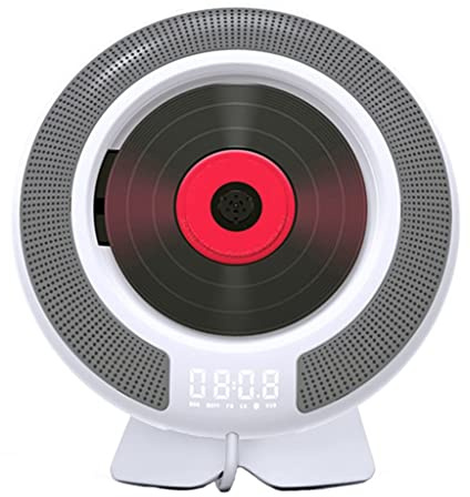 Lettore CD Portatile, Lettore Musicale CD Bluetooth a Parete, Display LCD, Altoparlanti HiFi Integrati, Radio FM, Uscita Ingresso CD/DVD/MP3/USB/AUX per casa/viaggio
