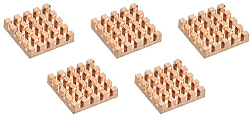 sourcing map 5 Stück Kühlkörper-Kit reines Kupfer 14 x 14 x 3mm für IC-Chip-MOS-Speicher Wärmeableitung mit Wärmeleitpads