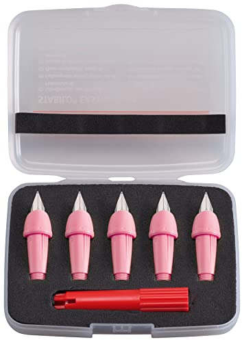 STABILO - Schreibsystem für ergonomischen Schulfüller mit Anfänger-Feder A - EASYbirdy 3D Wildlife Special Edition in rosa - 5er Pack