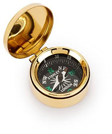 NKlaus Kompass aus Messing, Gold, maritimer Taschenkompass 3,5cm, 1 Stück | mit Deckel; Gewicht 25g