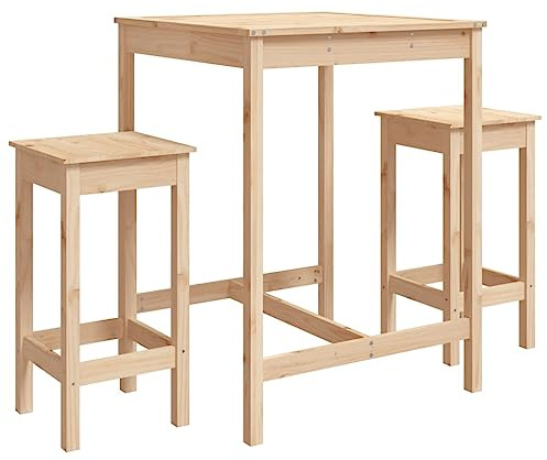 vidaXL Gartenbar Set 3-TLG., Gartenmöbel Bartisch 2 Barstühle, Stehtisch Barhocker für Garten Terrasse, Sitzgruppe Gartenset, Massivholz Kiefer