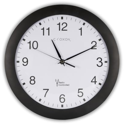 CLOXON Radio-Controlled Wall Clock 30 cm Black for Kitchen Living Room Office Radio-Controlled Clock Wall Clock High Precision Wall Clock Radio Large