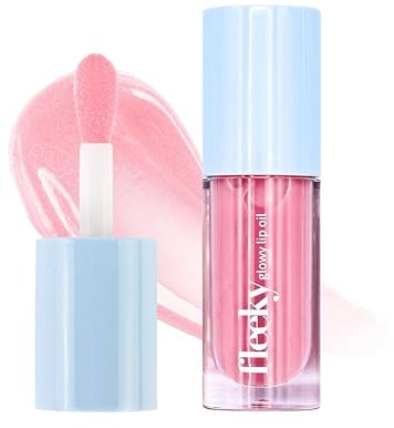 Fleeky Glowy Lip Oil - Natürlich & Pflegend Lippenöl - Lippenpflege für den ganzen Tag - Leicht und Nicht Klebrig - Melon Pink, Peach Pink, Berry Red (Berry Red)