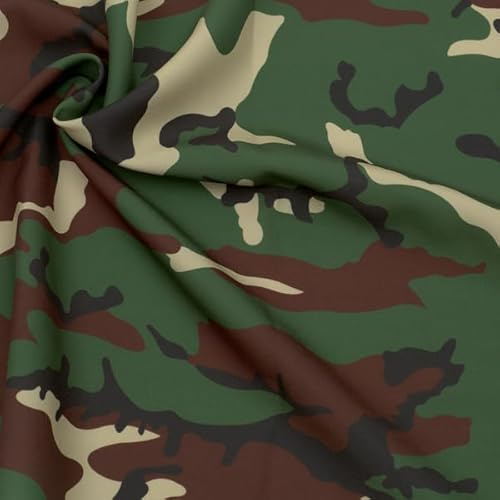 STOFFKONTOR Modestoff Dekostoff universal Camouflage Stoff – Meterware, Farbe Grün-Braun – zum Nähen von Bekleidung, Dekorationen uvm.