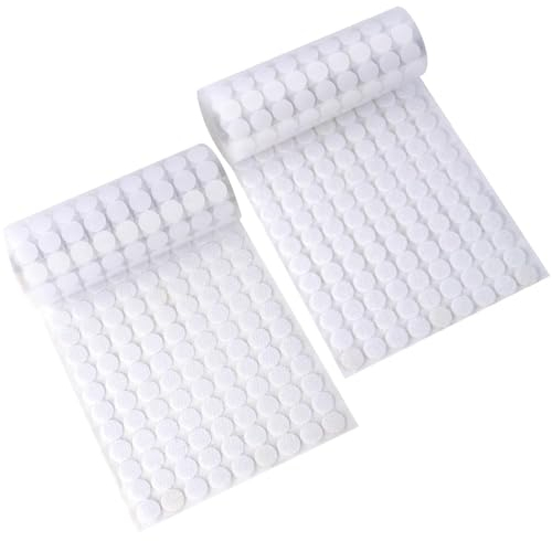 Redamancy 504 Pares Adhesivo Redondo, 10 mm Adhesivo Doble Cara Redondo, Lunares Cintas Autoadhesivo Puntos, Adhesivo Redondo Monedas para Bricolaje, Manualidades, Pegar Fotos, Sobres(Blanco)