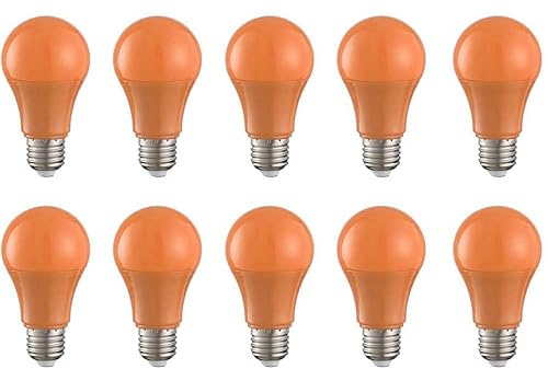 Aiwerttes 10 Stück Bunte Glühbirnen LED E27 3W,A60 LED Farbige Glühbirne,für Halloween Weihnachten Party Bar,Nicht dimmbar（Orange）
