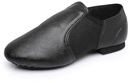 Dam jazzdansskor mjuk botten övningsskor elastisk yoga balettskor läder dansskor, 34-42EU, Svart, 39.5 EU