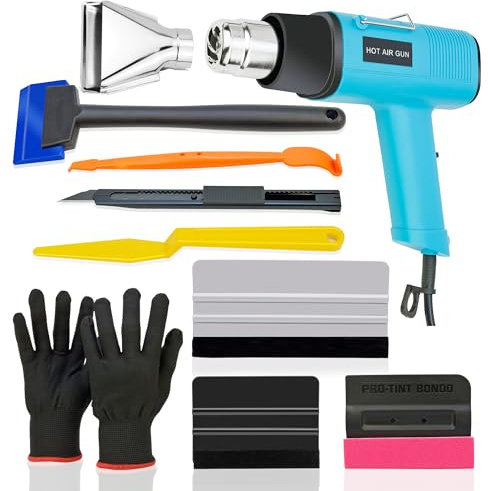Complete Car Vinyl Wrap Tool Kit | Heat Gun, Squeegee, Cutter, Gloves | Perfect for Car Wrapping, Window Tinting, Paint Protection Film, and Decals | Ideal for Professional and DIY Use