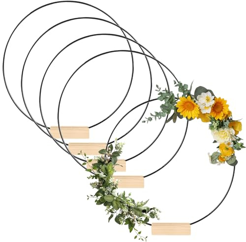 5 Stück 25 CM Metallringe zum Basteln, Metallringe aus Eisendraht, Stärke ca. 3 MM, Metallring mit Fuß, Deko Ringe zum Aufhängen für DIY Hochzeits-Tisch-Dekorationen und Wandbehang