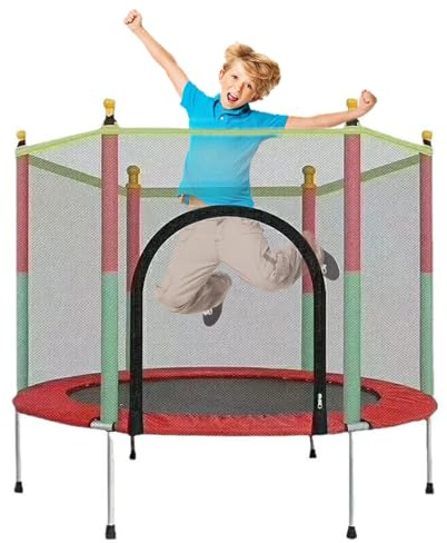 Gziztx Trampolin Kinder 140CM/55IN Trampolin Outdoor Indoor mit Erhöhtes Sicherheitsnetz, Schaumstoff-Stangenabdeckungen, für Jungen und Mädchen im Alter von 1–8 Jahren