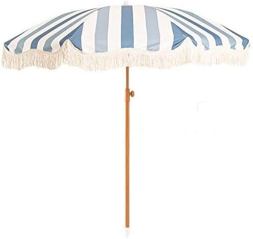 Parasol d'extérieur Bohème à Franges, Parasol de Plage rayé de 200cm pour Table de Patio, Parasol de Jardin Portable UPF50+, pour Terrasse de Piscine