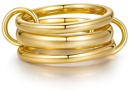 YeGieonr Bagues Femme Or – Bagues Auriculaire pour Femmes Anneaux Entrelacés, Bague Doré Acier Inoxydable Plaqué Or, Bijoux Cadeau pour Femme