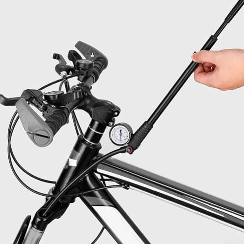 Pompa ad alta pressione, pompa per bicicletta portatile da 300 psi, in lega di alluminio, con manometro, per MTB, forcella e sospensioni posteriori (nero)
