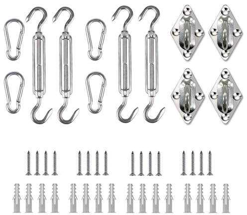 DOETYD Awning Fixing Kit,Heavy Duty Sun Shade Sail Hardware Kit,Stainless Steel Awning Attachment Set Awning Attachment Set for Garden Triangle and Square
