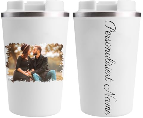 loongway Personalisierter Thermobecher mit Bilder Kaffee Thermobecher Becher Klein Auslaufsicher Edelstahl Geschenk Geburtstag für Jungen und Mädchen Firmen Auto Camping Uni Reise
