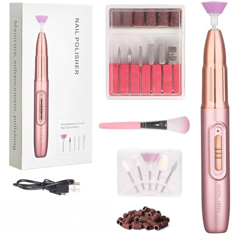 Electric Nail Files, Professional 13 in 1 Cordless Nail Drill Kit with 5 Speeds, Portable Electric Nail Tools for Acrylic/Gel Nails & Hard Skin, Lightweight Machine for Manicure Pedicure Nail Art DIY