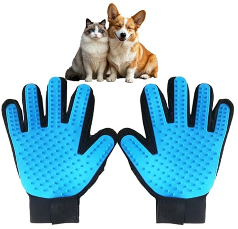 1 paio Guanto per Gatto, Guanto Peli Cane da toelettatura, Guanti Statici per Peli Animali, Spazzola per Cani Capelli Lunghi Corti, Guanti per la rimozione dei peli Animali Domestici, Azzurro Cielo