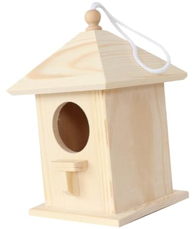 EPIGEIST Nichoir Oiseaux Bois Suspendu Extérieur Cabane Oiseaux Sécurisée et Décorative pour Perroquets Perruches Moineaux Maison Nid Chaud pour Jardin et Balcon