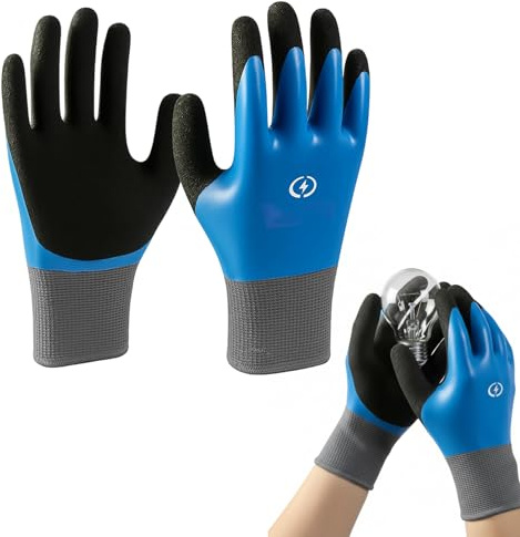 GxouQcn 1 Pair Safety Gloves, 1000V Insulated Work Gloves for Electricians, High Voltage Protection, Rubber Electrician Gloves for Industrial/Home Use