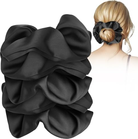 Satin-Haargummis 5er-Pack,GeeRic Sanfte Haargummis für weniger Frizz & Haarbruch,sanfter Halt für Frisuren, Haargummi für Schlaf & Nacht, Elastische Haargummis ohne Abdrücke