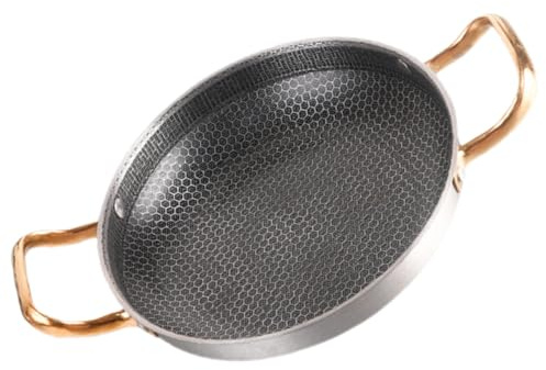 CIYODO Padella in Acciaio Inox a Nido D'ape 26 Cm Antiaderente Doppio Manico Ergonomico, Resistente alle Ammaccature, Adatta per Piani Cottura a Induzione e Uso Quotidiano
