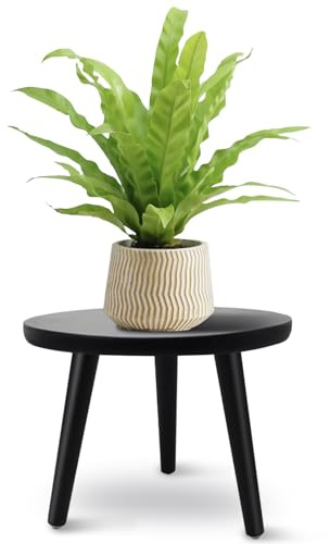 Cyiecweu Blumenständer Holz, Rundschreiben Pflanzenständer Hoch, Dreibein Pflanzenregal Indoor für Pflanzen, Topfpflanzen und Schnittblumen Wohnzimmer, Balkon Garten, 28*20cm (schwarz-s)