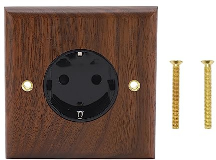 TIKATARER Presa a Muro, Presa a Muro Elettrica Standard retrò in Noce Nera 16A con Inserti in Ottone per Telefoni Portatili Piccoli Elettrodomestici per Casa Viaggi Ufficio