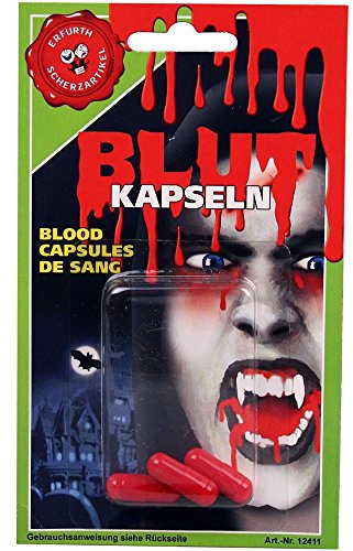 Erfurth Articolo scherzoso 12411 – Capsule di Sangue, Vari Giocattoli, 3 X 0.6 G