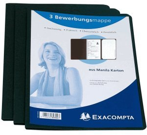 Exacompta 15 x Bewerbungsmappe 3-teilig 1 Klemme Leinenstruktur schwarz VE=3 Stück