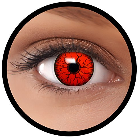Farbige Kontaktlinsen weiß Devil MIT STÄRKE | Ideal für Halloween, Karneval, Fasching oder Fastnacht | Inklusive Tattoo von FXEYEZ | In verschiedenen Stärken als 2er Pack