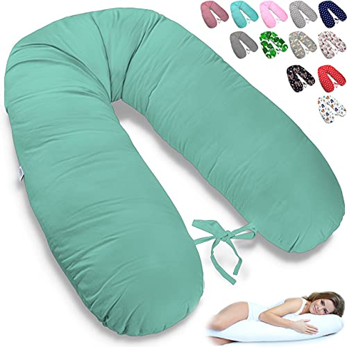 ekm trade 170cm XXL Stillkissen Schwangerschaftskissen Lagerungskissen Seitenschläferkissen große Farbwahl Handmade Baumwolle 100% aus Zertifizierte Materialien (26 – Minze)