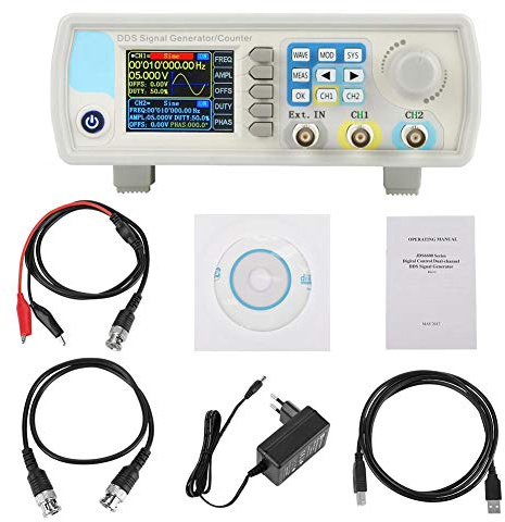 Akozon DDS Signal Generator Zähler,JDS6600 15MHz Digital Doppelkanal Arbitrary Wellenform Funktions Generator FrequenzMeter 266MSa/s Funktionsgenerator von Sinus/Dreieck/Quadrat(15MHz EU)