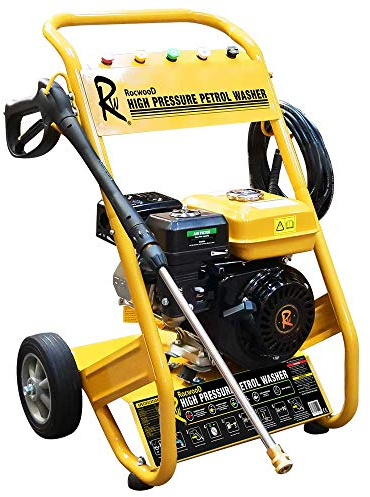 Petrol Pressure Washer RocwooD 3190 PSI 7HP High Power Jet Cleaner with Lance & Nozzles, 10M Hose Power Washer for Patio Car Driveway Garden Fences 4-stroke OHV 212cc Recoil Start 10m Hose 3 Nozzles
