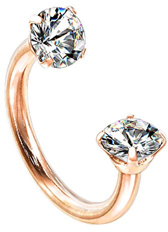 Piersando Piercing Ring Septum Tragus Helix Ohr Nase Lippe Nasenring Nasenpiercing Ohrpiercing Horseshoe Hufeisen mit Glitzer Kristall Rosegold